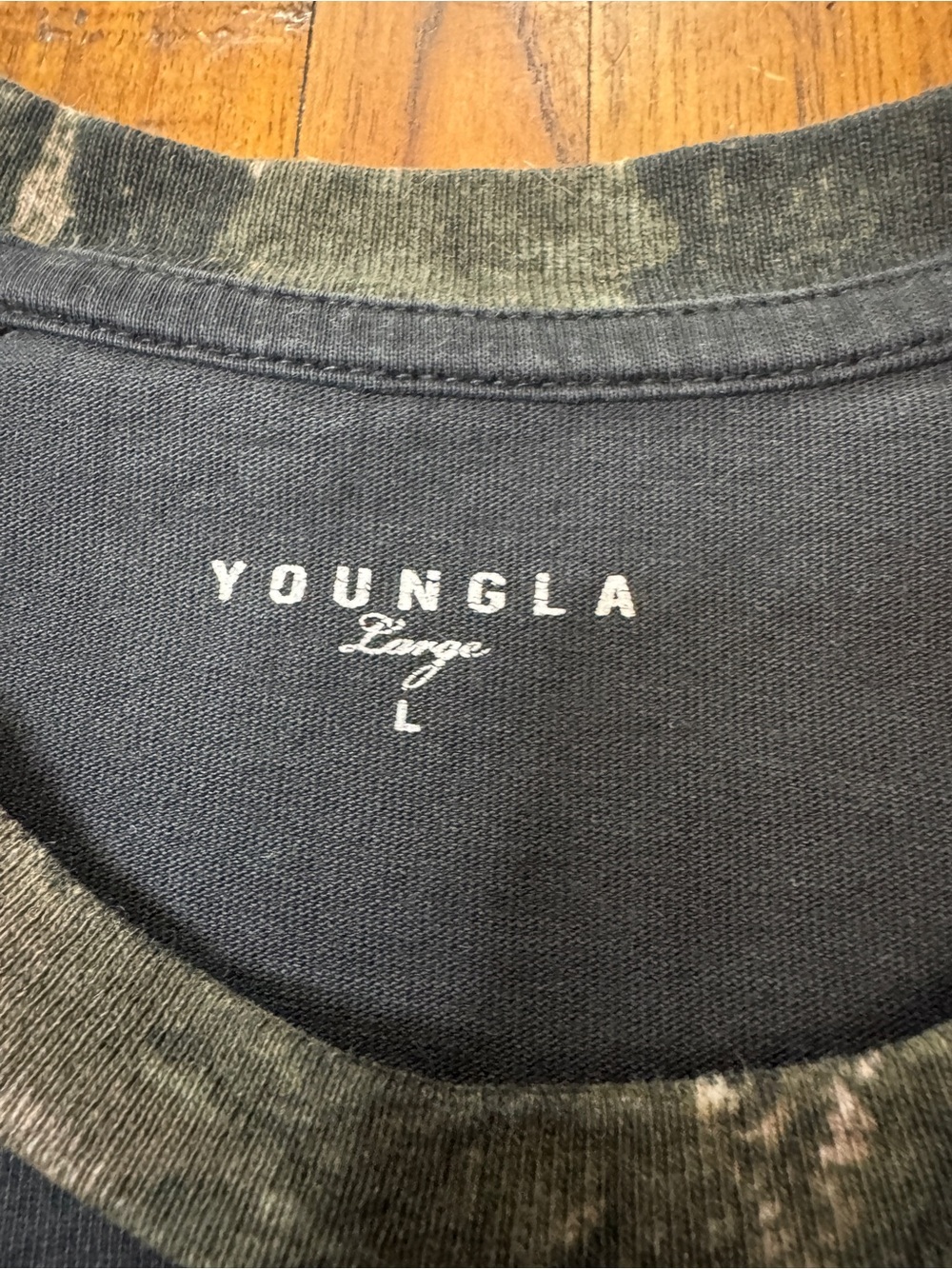 YoungLA Black Tank Top with Green Camo Raglan Accents - Picture 3 of 8